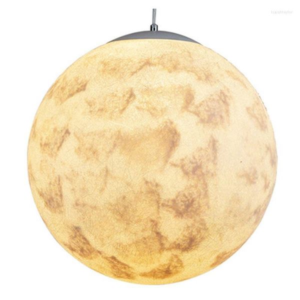 Lámparas colgantes Nordic 3d Impresión Luna Bola de luz Moderna Sala de estar simple Droplight Dormitorio Comedor Iluminación para el hogar