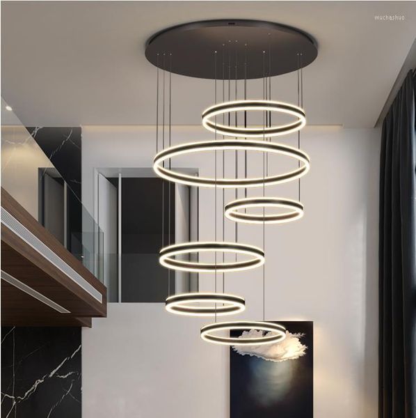 Lampes suspendues Nordic Aluminium Acrylique Led Dimmable Lights Modern Smart Circle Lamp Lustre Hanging Living Rom