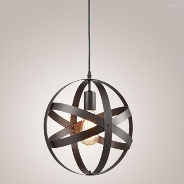 Lampes suspendues nordique Antique lustre créatif noir rond terre rétro El américain minimaliste industriel barre KTV éclairage décoratif