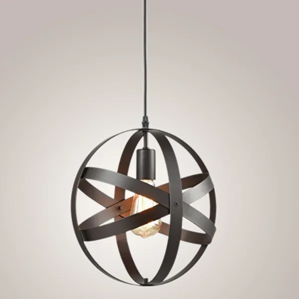 Lampes suspendues Nordic Antique Creative Noir Rond Terre Lustre Sphérique Rétro Américain LED Fer ChandelierPendant