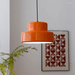 Lámparas colgantes nórdicas antiguas naranja restaurante luz creatividad mesa japonesa lámpara Bauhaus