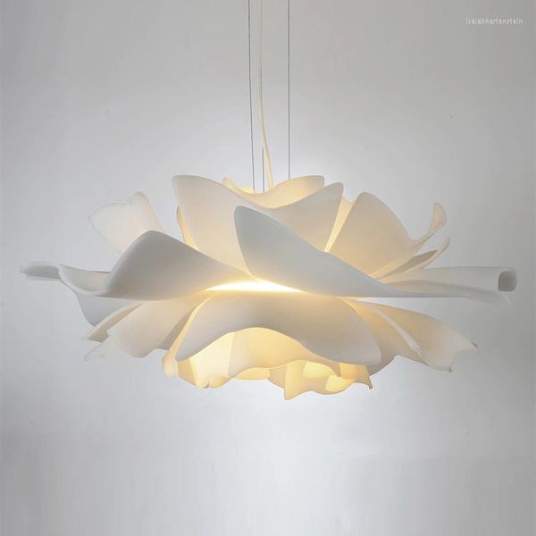 Lampes suspendues Art nordique lustre lumières moderne créatif fleurs blanches lampe suspendue restaurant salon vêtements fille maison luminaire