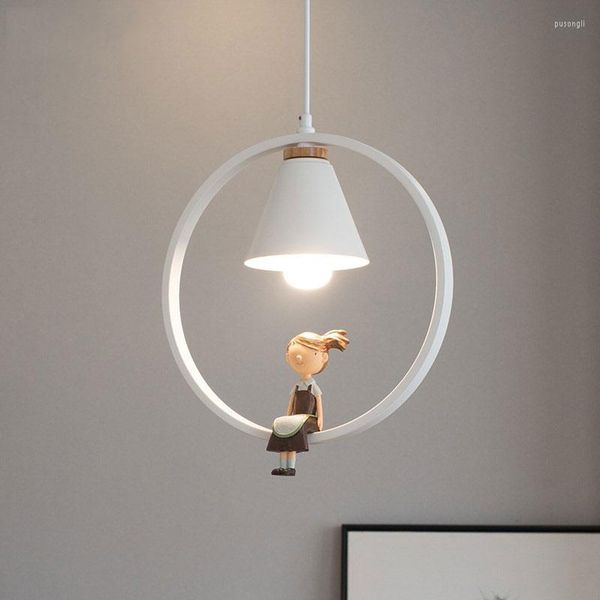 Lampes suspendues Lustre de chevet nordique E27 Socket Single Head Lampe de chambre minimaliste moderne Creative Restaurant Salle à manger Lumière