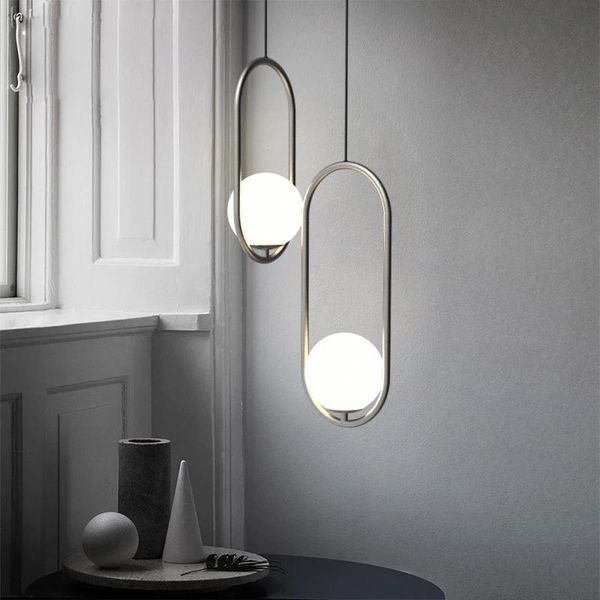 Lampes Suspendues Chevet Nordique Petites Lumières Droplight Luminaire Postmoderne Lampe Suspendue Industrielle Lustre Suspension Boule En Verre LamparasPendan