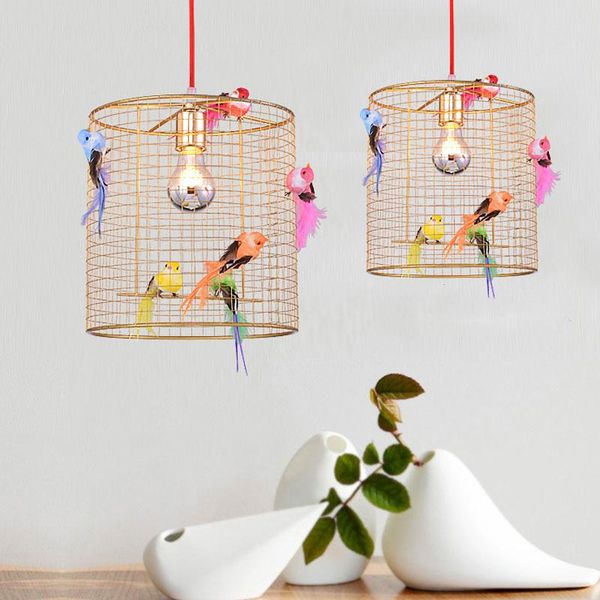 Lámparas colgantes Nordic Bird Cage Lights Loft moderno Industrial Gold Led Lámpara colgante Decoración para el hogar Cocina Sala de estar Bar Accesorios de iluminación Colgante