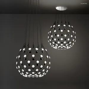 Hanglampen Nordic Zwarte Schaakstukken Led-verlichting Globe Lamp Armatuur Wit Acryl Lampenkap Woonkamer Verlichtingsarmaturen