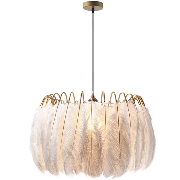 Lámparas colgantes Nordic Black Feather Lamp Shades Luces para tienda de ropa Dormitorio Art Deco Cafe Lámpara colgante Luminaria Led E27Pendan