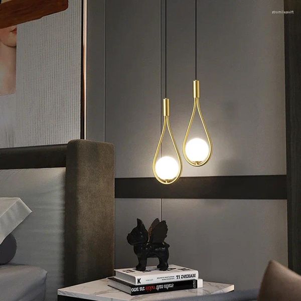 Lámparas colgantes Lámpara de araña LED de oro negro nórdico con bombilla G9, accesorios de iluminación colgantes para interiores, AC85-265V de cabecera para dormitorio