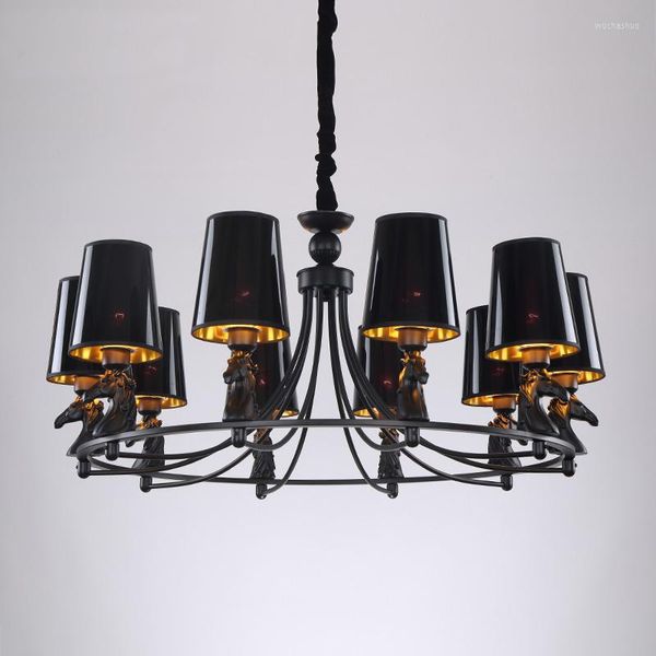 Pendelleuchten Nordic Black Horse Lampe Lichter Hängen Hanglamp Leuchte Moderne Decke Kronleuchter Beleuchtung