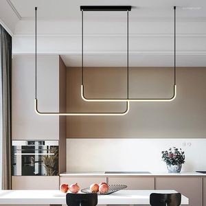 Hanglampen Noordelijke zwarte led -lampen moderne ontwerplamp eetkamer decor hangende verlichtingsarmaturen suspensie luminaire