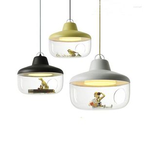 Lampes suspendues Nordic Bottle Shape Cord Hanging Droplight LED E27 Warm Light Acrylique Clair DIY Cartoon Figure Non Inclus Lights Kid's