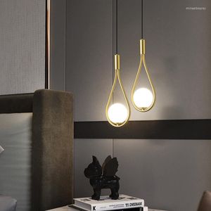 Lampes suspendues nordique en laiton verre luxe lumière lustre minimaliste barre fond mur longue ligne Led suspendu chambre