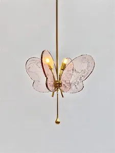 Pendants lampes nordic papillon en verre design de conception de la salle à manger villa art décoration vivant entrée chambre LED E27