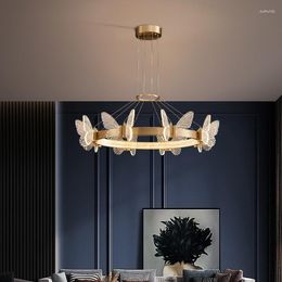 Hanger lampen Noordse vlinderlamp Alle koperen licht luxe woonkamer kroonluchter voor decoratie slaapkamer muur sconce