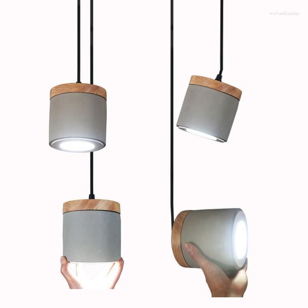 Lampes suspendues lampe de ciment nordique tête unique chaud simple rétro restaurant bar petit lustre chambre chevet