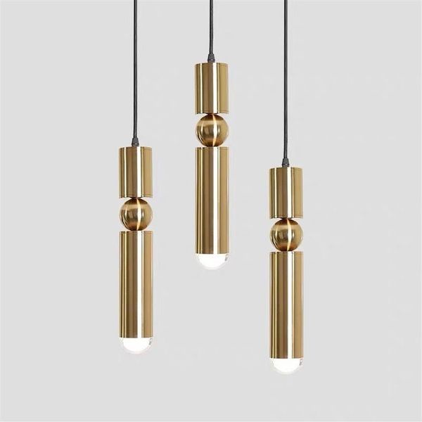 Lampes suspendues Nordic Chrome Laiton Métal Design LED Lumière Pour Chambre Chevet Étude Allée Cuisine Luminaires2137