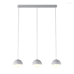 Lampes suspendues Nordic Chrome Finition Cordon Suspension Bar Lampe 3 Têtes Chambre Chevet LED Lustre Tricolore Lumière Pour Salle À Manger