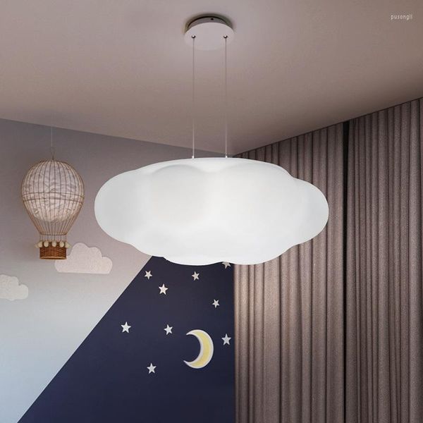 Lampes suspendues Nordic Cloud Plafonnier Enfants Minimaliste Mignon Lampe Romantique Avec Télécommande Dimmable Princesse Chambre Enfants