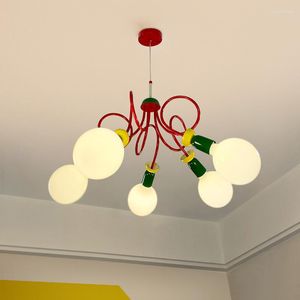 Lampes suspendues Nordic Color Fruit Chandelier French Simple Bedroom Dining Room Study Children's Homestay