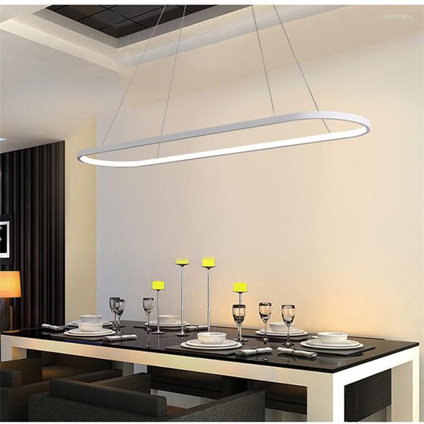 Lampes suspendues nordique concis ovale Loft LED lustre moderne mode bureau lumière chaud Diner Bar Suspension luminaires