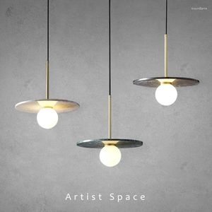 Lampes suspendues Lampe LED en marbre de cuivre nordique pour chambre à coucher chevet salle à manger escalier salle de bain décoration artistique petit lustre lumière