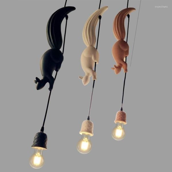 Lámparas colgantes nórdico creativo Animal ardilla resina luz moderna restaurante dormitorio habitación de los niños regalo lámpara decorativa colgante