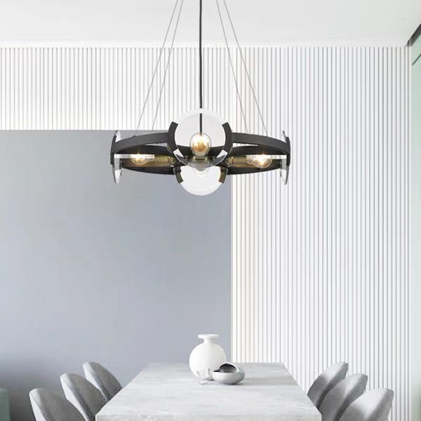 Lampes suspendues nordique créatif verre noir salon lustre poste moderne minimaliste métal salle à manger étude Art