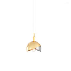 Hangende lampen Noordse creatieve led 0ne-kop eetkamer kroonluchter moderne lamp woonslaapkamer semi-cirkelvormig klein glazen verlichte armatuur