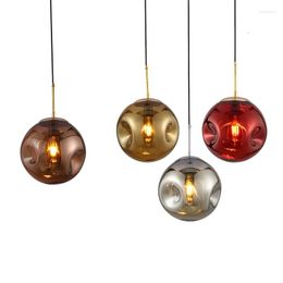 Lampes suspendues Nordic Creative Personnalité Verre Concave Ball Lustre Chambre Éclairage Restaurant E27
