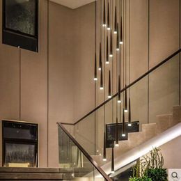 Hanger lampen Noordse creatief trappenhuis roterend duplex gebouw grote kroonluchter modern minimalistisch persoonlijkheidsrestaurant geleid Long la