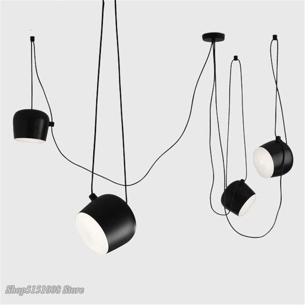 Lampes suspendues Créativité nordique DIY Araignée Blanc Noir Tambour Abat-jour Lumière Moderne Réglable Lampe Suspendue LuminairesPendentif