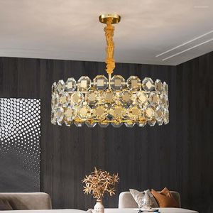 Lampes suspendues lustres en cristal nordique plafond Rectangle suspendu lustre LED pour salon chambre cuisine salle à manger lumière
