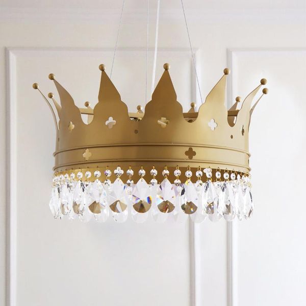 Lampes suspendues Nordic Crystal Crown Lustre Salon INS Éclairage Fille Enfants Princesse Chambre LustrePendentif