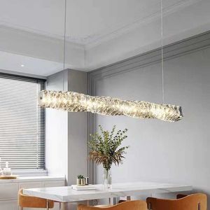 Hangende lampen Noordse kristallen hanglampen voor kookeiland Long Crystal kroonluchter Hanging Lamp eetkamer Home Decor Licht armaturen G230524