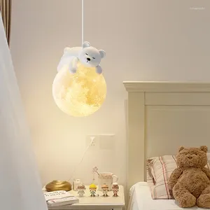 Lampes suspendues Nordic Mignon Ours Lapin LED Lumière Pour Enfant Chambre Table De Chevet Lampe Suspendue Salle À Manger Lustre Décor À La Maison Luminaire