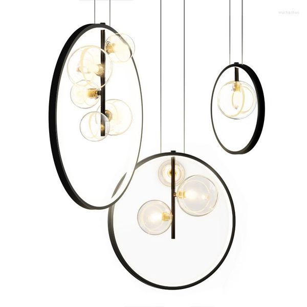 Lampes Suspendues Design Nordique Minimaliste Verre Bulle Lumières G9 Led Luminaires Modernes Restanrant Salle À Manger Escalier Chambre Bar Étude