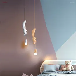 Lâmpadas pendentes design nórdico resina esquilo luzes led para quarto cozinha restaurante criativo crianças pendurado lâmpada casa deco luminária