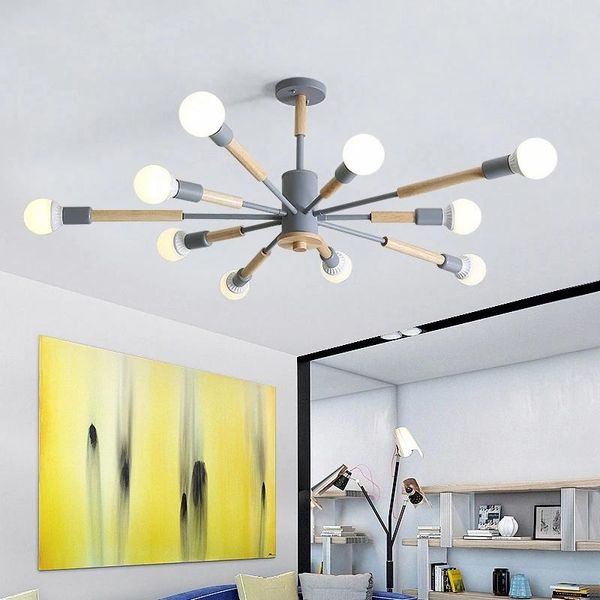 Lampes suspendues Nordic Designer LED Lustre pour salon blanc lustre chambre noir lustres en bois suspendus lumières salle à manger éclairage