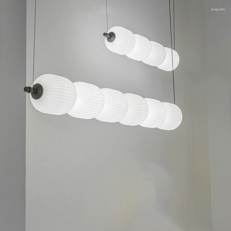 Lámparas colgantes de diseño nórdico para sala de estar, luz colgante larga blanca para mesa de comedor, dormitorio, Bar, iluminación, lámpara colgante de techo de calabaza