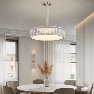 Lámparas colgantes Nordic El Light Luxury Gold Crystal Chandelier Postmodern Living Room Simple Study Dormitorio
