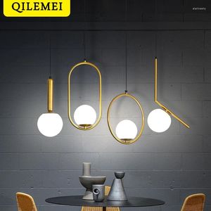 Hanglampen Nordic Glazen Bol Lichten Vintage Armatuur Goud Moderne LED Hanglamp Voor Woonkamer Nachtkastje Thuis Loft Decor Armatuur