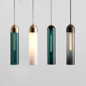 Lampes suspendues Nordic Glass Single Lamp Design Smoke Hanging Lights Coffee Shop Lighting El E27