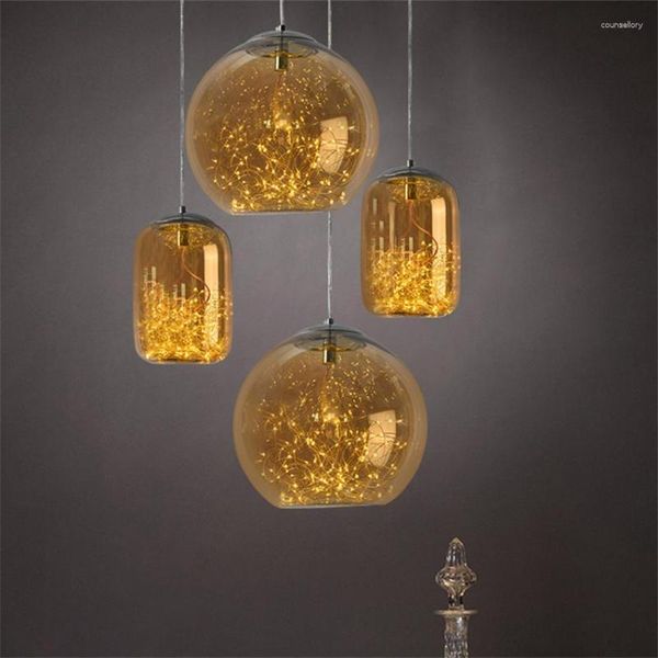 Lámparas colgantes Nordic Glass Star Lights Dormitorio Sala de estar Cocina Warm Dining Bar Night Artistic Hanging Fixtures