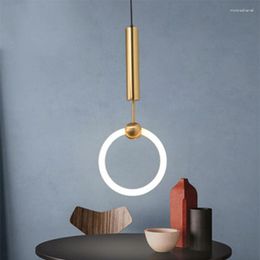 Hangende lampen Noordelijke gloden ijzer Modern licht bed bedstudie Keuken Hangende slaapkamer Bar Bar Ring Industriële lamp Luminariae Suspendu