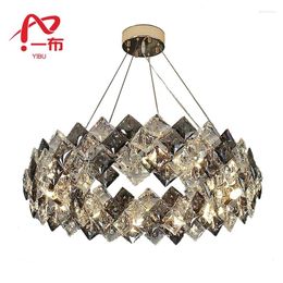Lampes suspendues Nordic Gold LED Lustre en cristal pour salon Chambre El Villa Ronde Plafond suspendu Meubles de maison