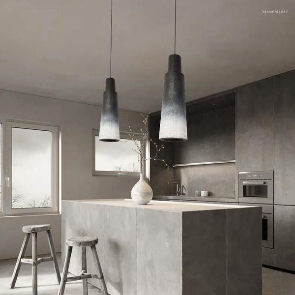 Lámparas colgantes nórdicas hechas a mano poliestireno Wabi Sabi estilo industrial personalidad moderna casa E27 lámpara de cocina interior