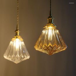 Lampes suspendues Nordic Hanging Light Glass Lamp Retro Lights Bedroom Brassiness E14 110v 220v