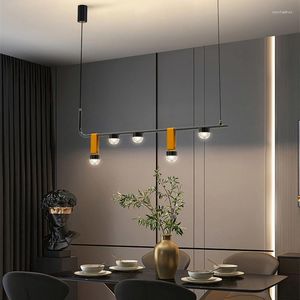 Hanglampen Noordelijke ijzeren zwarte bar lamp Modern lederen lange strip hangende luxe kroonluchter voor woonkamer slaapkamer restaurant