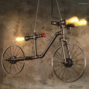 Lampes suspendues nordique fer rétro café lampe chambre Restaurant Bar vent industriel créatif lumières de vélo individuelles