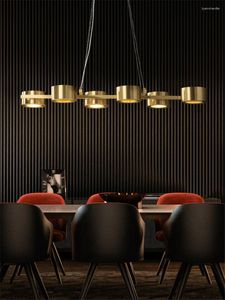 Hanglampen Scandinavische Italiaanse luxe koperen rechte lampen Woonkamer Designer Slaapkamer Goud Moderne eetverlichting